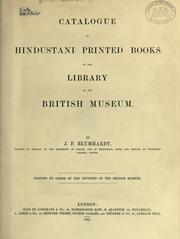 Cover of: Catalogue of Hindustani printed books in the library of the British Museum. by British Museum. Department of Oriental Printed Books and Manuscripts.