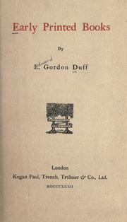 Cover of: Early printed books. by E. Gordon Duff