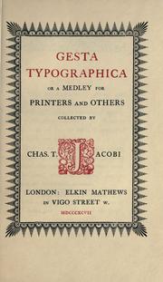 Cover of: Gesta typographica by Charles Thomas Jacobi