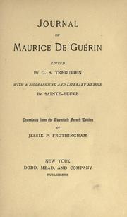 Cover of: Journal of Maurice de Guérin by Maurice de Guérin, Maurice de Guérin