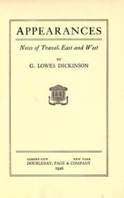 Cover of: Appearances. by G. Lowes Dickinson