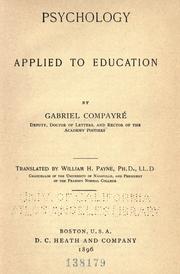 Cover of: Psychology applied to education by Gabriel Compayré