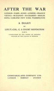 Cover of: After the war by Charles à Court Repington