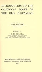 Introduction to the canonical books of the Old Testament by Carl Heinrich Cornhill
