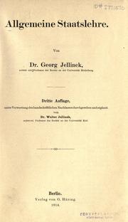 Cover of: Allgemeine Staatslehre. by Georg Jellinek