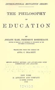 Cover of: The philosophy of education.