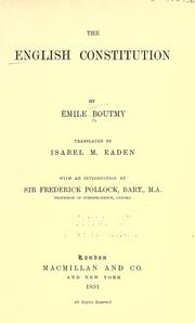 Cover of: The English constitution by Emile Gaston Boutmy