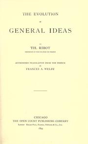 Cover of: The evolution of general ideas