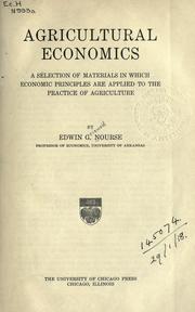 Cover of: Agricultural economics