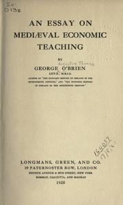 Cover of: An essay on mediæval economic teaching by George Augustine Thomas O'Brien