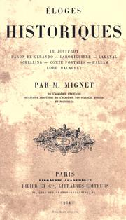 Cover of: Éloges historiques ...