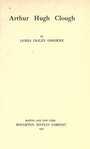 Cover of: Arthur Hugh Clough by James Insley Osborne