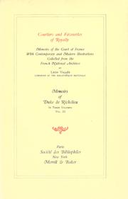 Cover of: Memoirs of Duke de Richelieu.