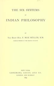 Cover of: The six systems of Indian philosophy by F. Max Müller