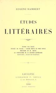 Cover of: Études littéraires. by Eugène Rambert