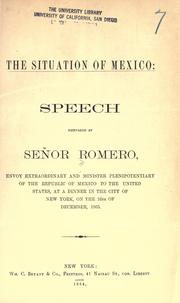 Cover of: The situation of Mexico: speech