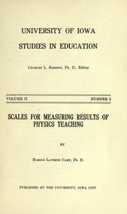 Cover of: Scales for measuring results of physics teaching