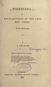 Cover of: Piozziana by Edward Mangin, Edward Mangin