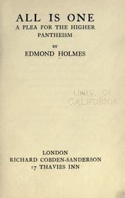 Cover of: All is one by Edmond Holmes