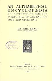 Cover of: An alphabetical encyclopædia of institutions, persons, events, etc., of ancient history and geography