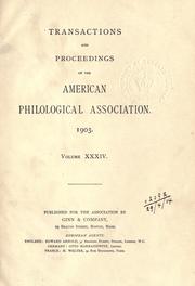 Transactions and proceedings by American Philological Association
