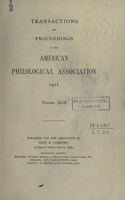 Cover of: Transactions and proceedings. by American Philological Association