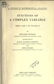 Cours d'analyse mathématique by Edouard Goursat