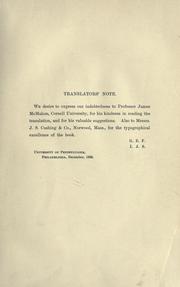 Cover of: Elements of the theory of functions of a complex variable, with especial reference to the methods of Riemann.: Authorized translation from the 4th German ed. by George Egbert Fisher and Isaac J. Schwatt.