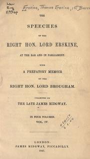 Cover of: Speeches at the Bar and in Parliament by Thomas Erskine