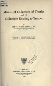 Cover of: Manual of collections of treaties and of collections relating to treaties.