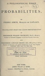 Cover of: A philosophical essay on probabilities by Pierre Simon marquis de Laplace