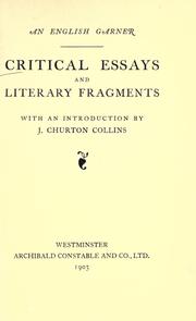 Cover of: Critical essays and literary fragments
