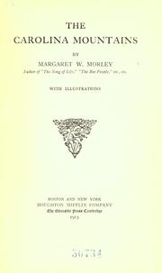 Cover of: The Carolina mountains by Margaret Warner Morley