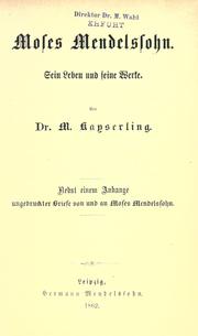 Cover of: Moses Mendelssohn by Meyer Kayserling