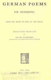 Cover of: German poems for memorizing: with the music to some of the poems