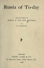 Cover of: Russia of to-day: from the German of Baron E. von der Brüggen