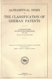 Cover of: Alphabetical index to the classification of German patents. | Germany. Reichspatentamt.