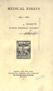 Cover of: Medical essays by Oliver Wendell Holmes, Sr.