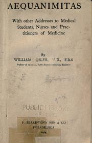 Cover of: Aequanimitas by Sir William Osler