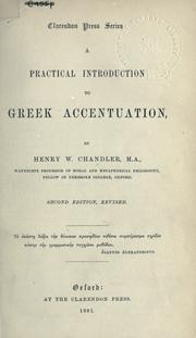Cover of: practical introduction to Greek accentuation.