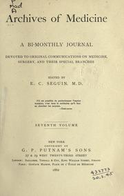 Cover of: Archives of Medicine.  (New York) | 