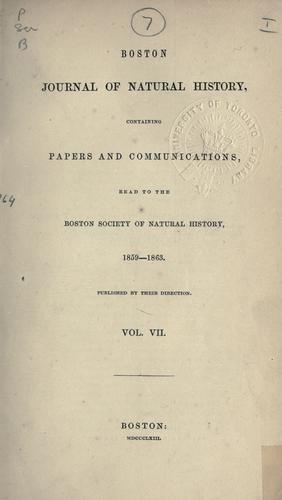 Boston Journal of Natural History, Volume 1 by 