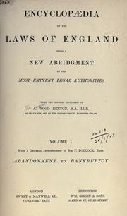 Cover of: Encyclopaedia of the laws of England: being a new abridgment