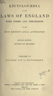 Cover of: Encyclopaedia of the laws of England: with forms and precedents