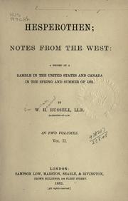 Cover of: Hesperothen: notes from the west: a record of a ramble in the United States and Canada in the Spring and summer of 1881.