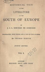 Cover of: Historical view of the literature of the south of Europe.: Translated with notes and a life of the author