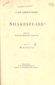 Cover of: A new variorum edition of Shakespeare.: Edited by Horace Howard Furness [and others]