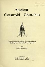 Cover of: Ancient Cotswold churches.: Illustrated with pen-and-ink drawings by Cecily Daubeny and the author's photographs