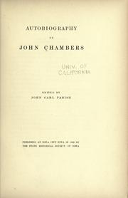 Cover of: Autobiography of John Chambers by edited by John Carl Parish.