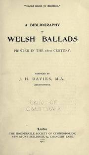 A bibliography of Welsh ballads printed in the 18th century by John Humphreys Davies